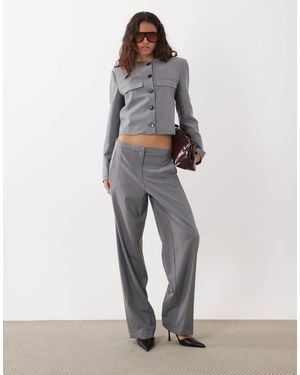 Mango Marker Collarless Cropped Blazer Set - Gray