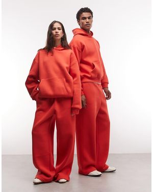 Reclaimed Vintage Unisex Heavyweight Wide Leg jogger Co-ord - Red