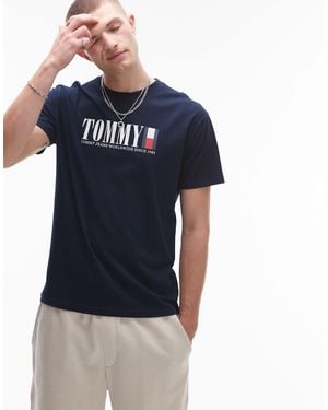Tommy Hilfiger Linear Flag Logo T-shirt - Blue