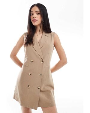 French Connection Linen Sleeveless Blazer Mini Dress - Natural