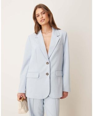 Y.A.S Blazer Oversize Celeste Con Bottoni Tartarugati - Bianco