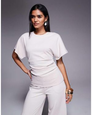 River Island T-Shirt Met Gerimpelde Zijkant - Grijs