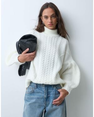 ASOS Strickpullover mit zopfmuster, oversize und stehkragen - Grau