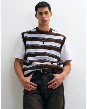 ASOS Oversized Gebreid Hemdje Met Ronde Hals - Wit