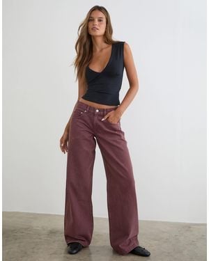 Motel Low Rise Roomy Jeans - Red