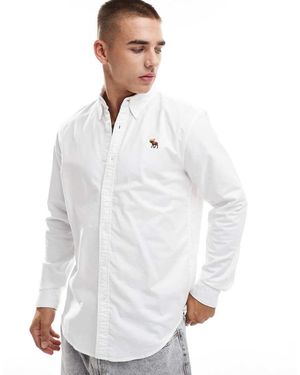 Abercrombie & Fitch Camicia Oxford Bianca Con Logo Iconico - Bianco