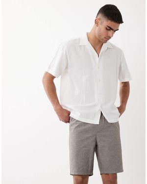 Only & Sons Linen Mix Tie Waist Shorts - White
