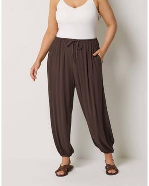 Yours Clothing Cuffed Balloon Trousers - Brown