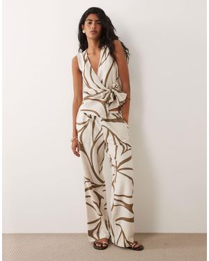 Vila Linen Touch Wide Leg Pants Co-ord - Natural