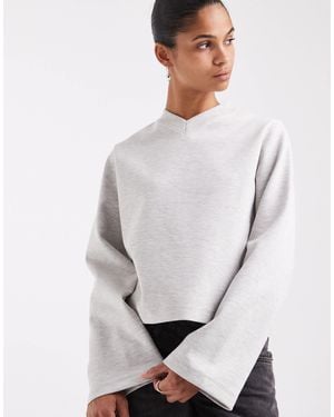 ASOS Sweat-shirt col v chiné - Blanc