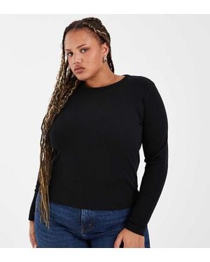Vero Moda Top Met Lange Mouwen En Smalle Ribbels - Zwart