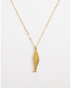 ASOS Waterproof Stainless Steel Necklace With Fish Pendant - White