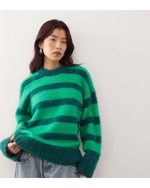 Monki Jersey A Rayas Extragrande De Punto Mullido De - Verde