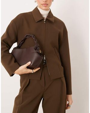 Gina Tricot Bandolera Negra Con Detalle De Asa Superior Trenzada De - Marrón