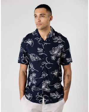 French Connection Floral Print Short Sleeve Shirt - Blue