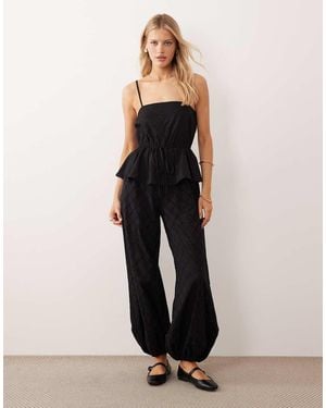ASOS Cami Peplum Jumpsuit With Embroidered Trousers - Black