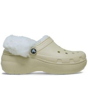 Crocs™ Zuecos Blanco Hueso Clásicos Con Forro De Felpa Y Plataforma De - Multicolor