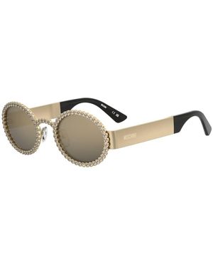 Moschino Moschino Zonnebril Limited Edition Ronde Zonnebril Met Handgezette Strass - Bruin