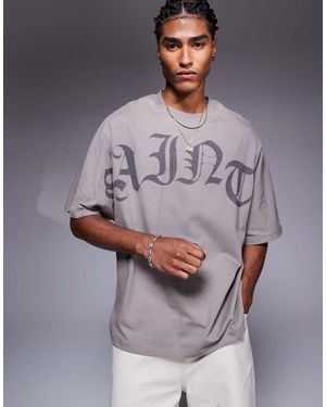 River Island Sainte Logo Oversized T-shirt - Grey