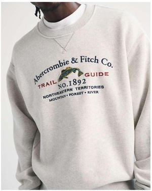 Abercrombie & Fitch Heritage Heavyweight Logo Sweat - Grey