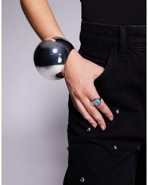 Mango Featuring Kaia Gerber Oversized Dome Bracelet - Black