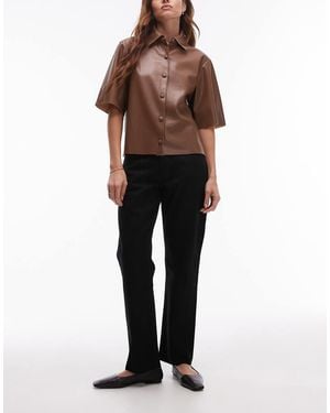TOPSHOP Mid Rise Straight Cropped Jean With Raw Hems - Black