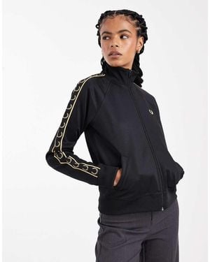 Fred Perry Chaqueta De Chándal Negra Con Cinta Del Logo De (Parte De Un Conjunto) - Azul