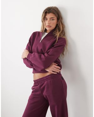 4505 Rest Day 400gsm Heavyweight Cotton 1/4 Zip Volume Sweat - Purple