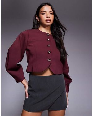 River Island Banana Sleeve Collarless Jacket - Purple
