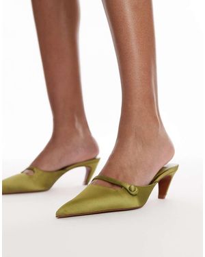 Mango Satin Heel With Cross Front - Green
