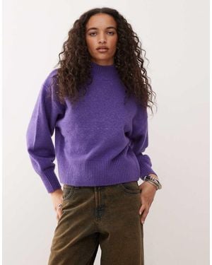 Monki Knitted Turtleneck Jumper - Purple
