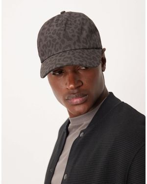ASOS Leopard Print Washed Canvas Cap - Black
