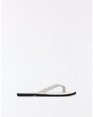 Bershka Studded Flat Slider Sandals - White