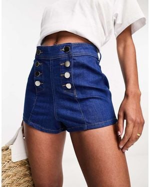 River Island Button Front Pin Up Short - Blue