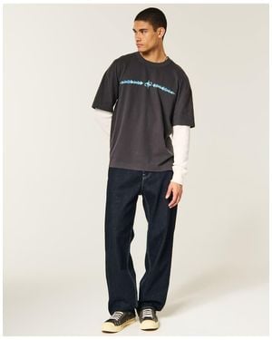 Hollister Rinse Wash Baggy Jeans - Blue