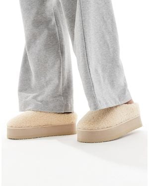 SEQWL Fluffy Teddy Flatform Mules - Grey