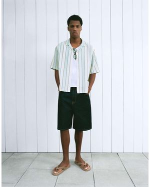 Pull&Bear Chemise rayée style rustique - Blanc