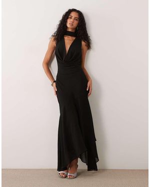 TFNC London Bridesmaids Cowl Neck Chiffon Maxi Dress With Neck Tie - White