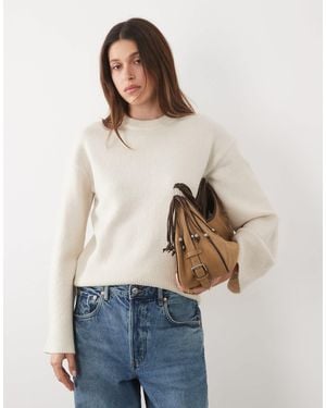 Threadbare Jumper With Wide Cuff Detail - Natural