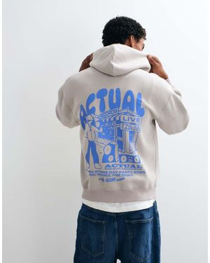 ASOS Felpa Con Cappuccio Oversize Con Grande Stampa Pigmentata Sul Retro - Blu