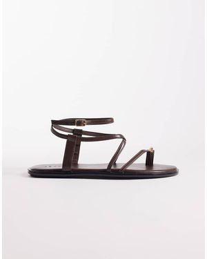 SEQWL Strappy Flat Sandals With Gold-tone Embellishment - Metallic
