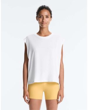 Oysho Cotton Blend Sleeveless Seamless T-Shirt - White