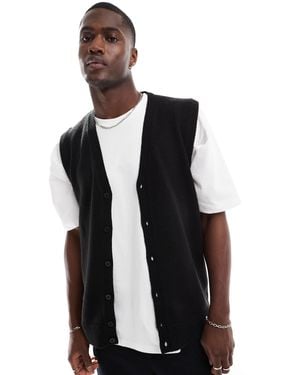 Brave Soul Button Front Vest - Black