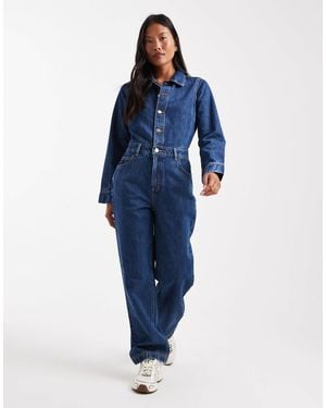 Miss Selfridge Denim Boilersuit - Blue