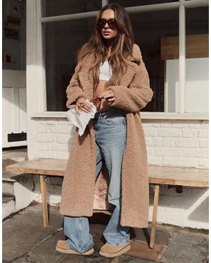 The Frolic X Bella Stovey Exclusive Maxi Oversized Teddy Borg Coat - Natural