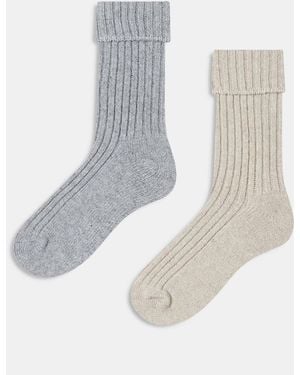 ASOS 2 Pack Wool Boot Ankle Socks - White