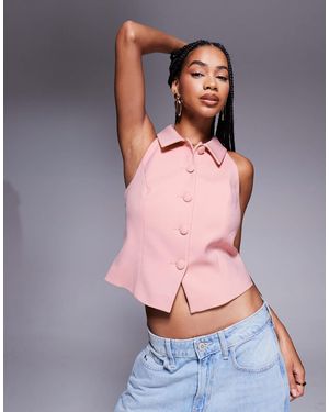 River Island High Neck Waistcoat - Pink