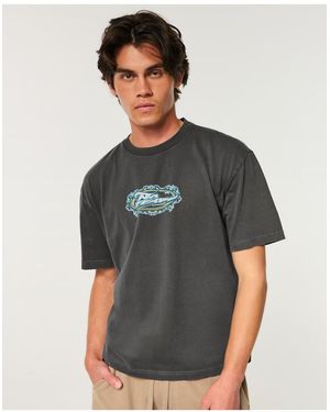 Hollister Boxy Heavyweight No Fear Graphic Tee - Black