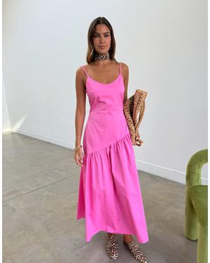 Never Fully Dressed Cami Asymmetric Seam Midi Dress - Pink