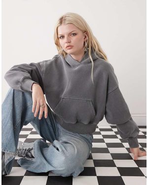 Weekday Sudadera De Corte Cuadrado Extragrande Con Capucha De - Gris